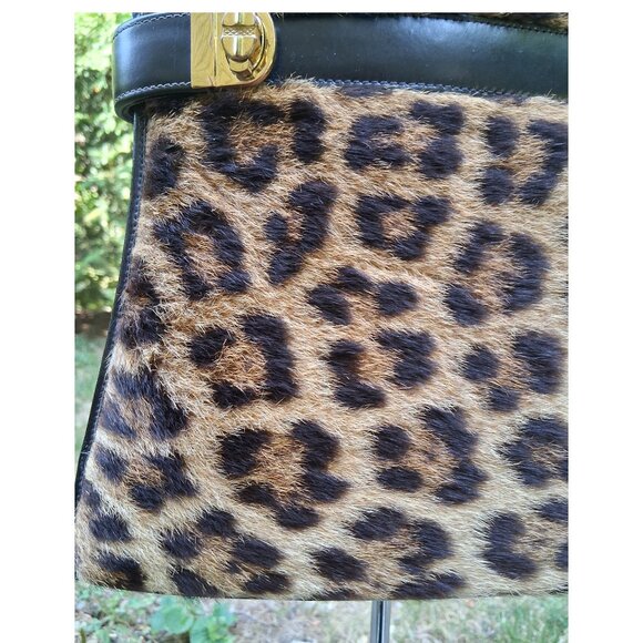 VINTAGE 50's Animal Print Leopard Unique Hand Bag Fur - Picture 3 of 6